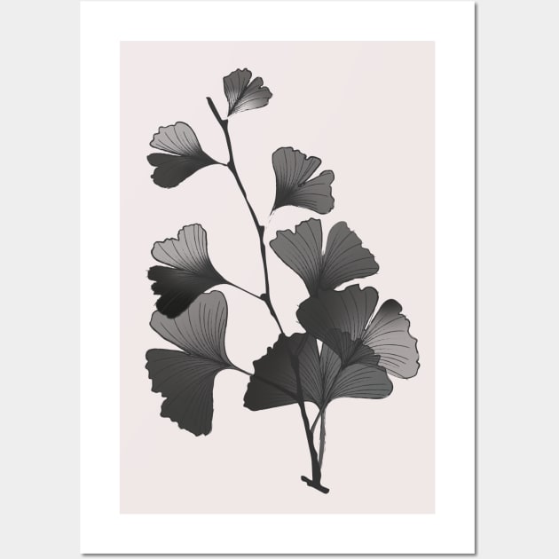 Ginkgo leaves - Black Wall Art by Handmade in Norway